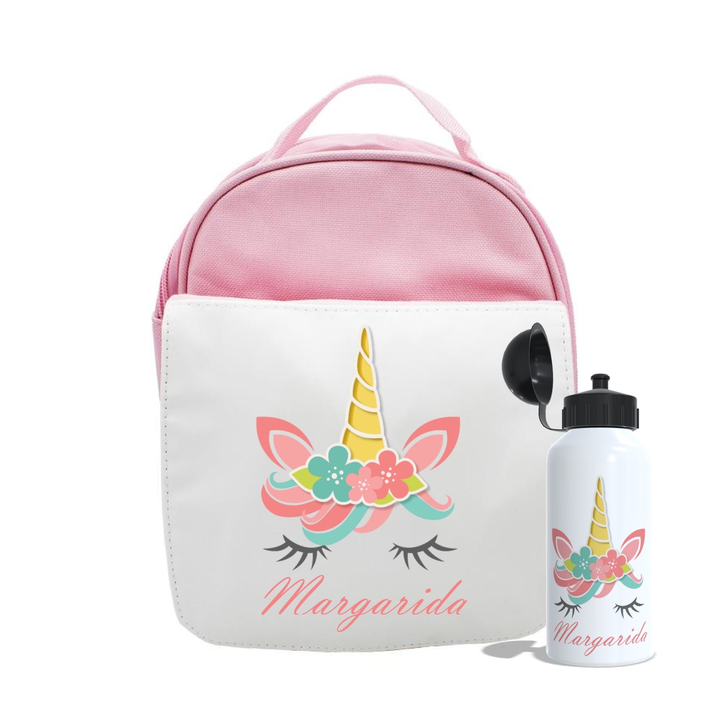Lancheira e/ou Garrafa "Unicórnio Floral"