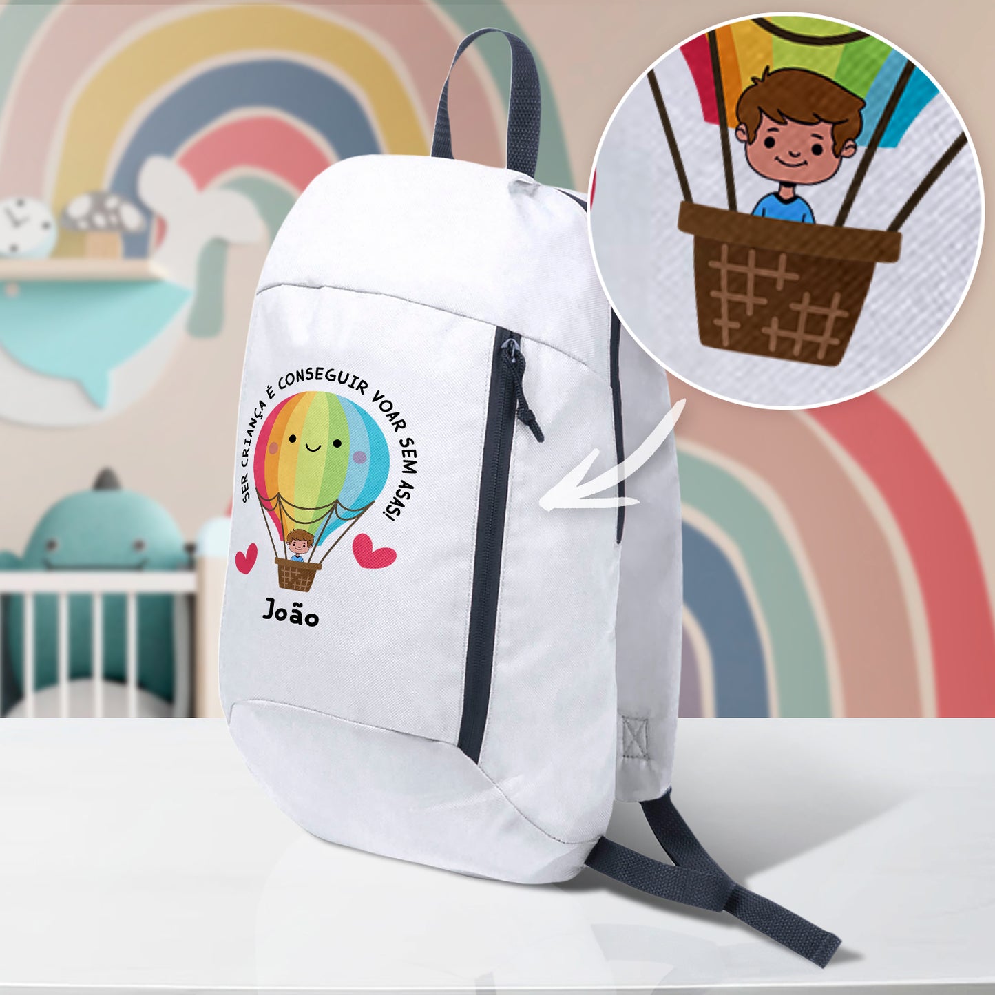 Mochila "Ser criança é conseguir voar sem asas"