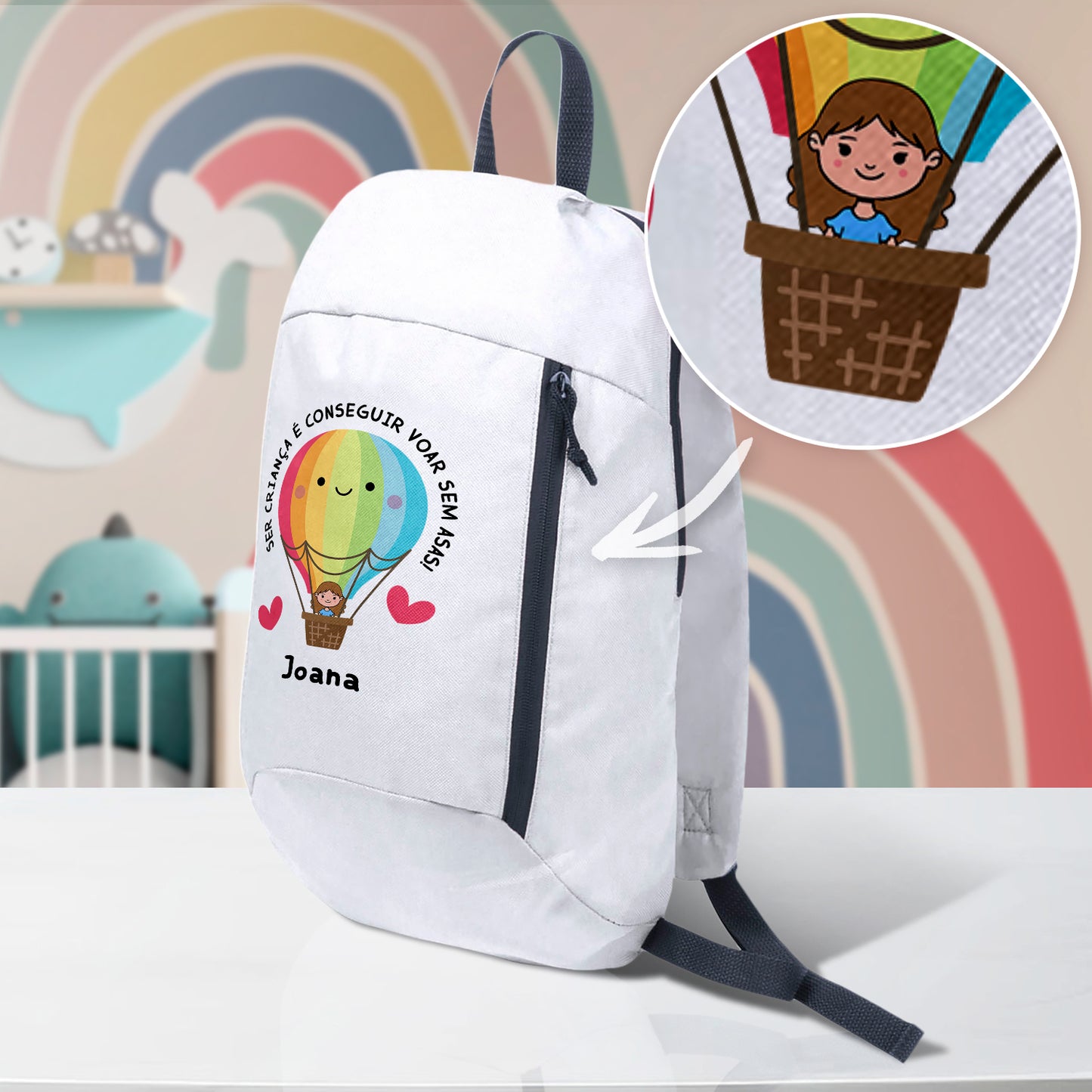 Mochila "Ser criança é conseguir voar sem asas"