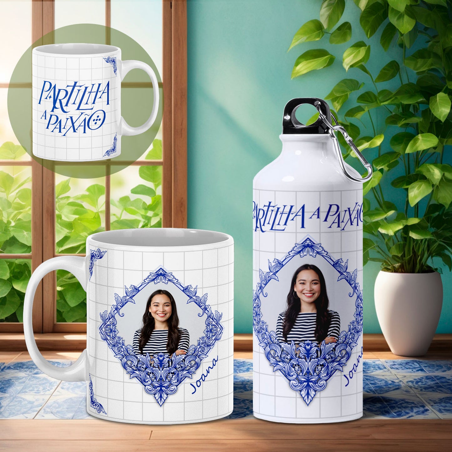 Caneca e/ou Garrafa "Partilha a Paixão"