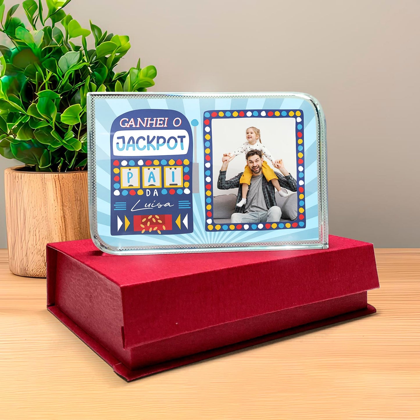 Moldura de Cristal 3D c/ caixa "JACKPOT"