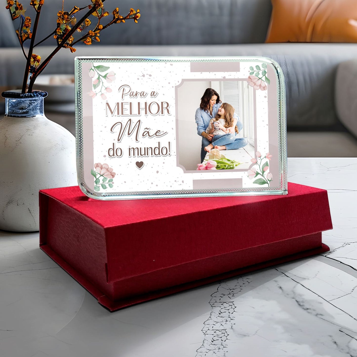 Moldura de Cristal 3D c/ caixa "Para a melhor do mundo!"