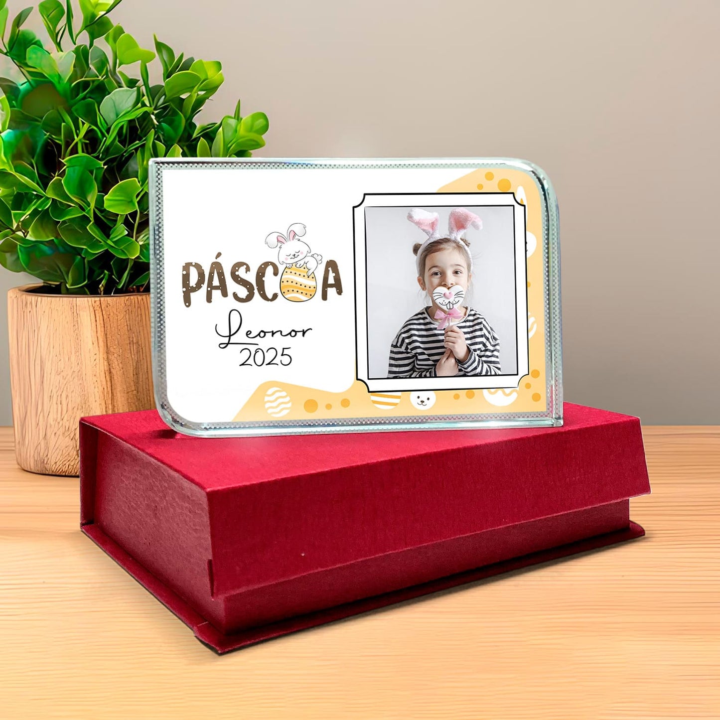 Moldura de Cristal 3D c/ caixa "Páscoa"