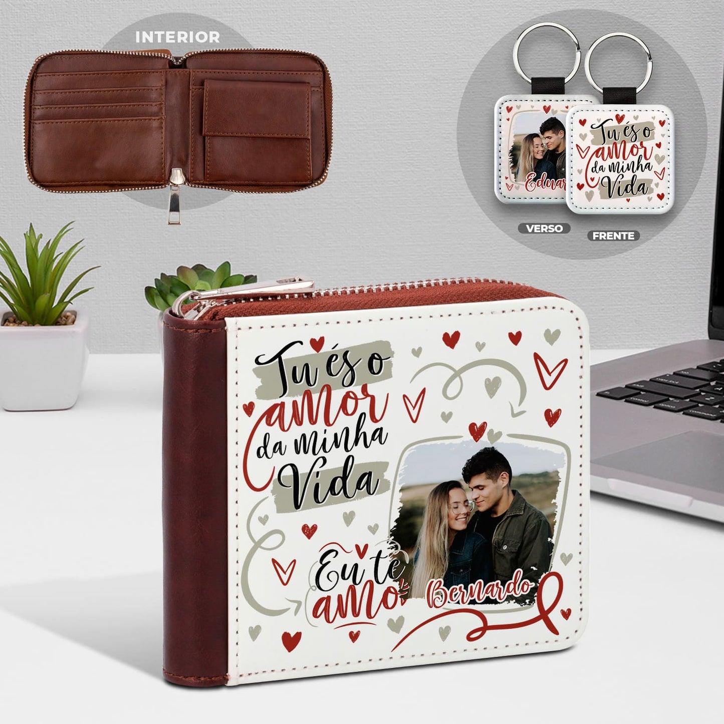 Carteira de homem e/ou Porta-chaves "Tu és o amor da minha vida"
