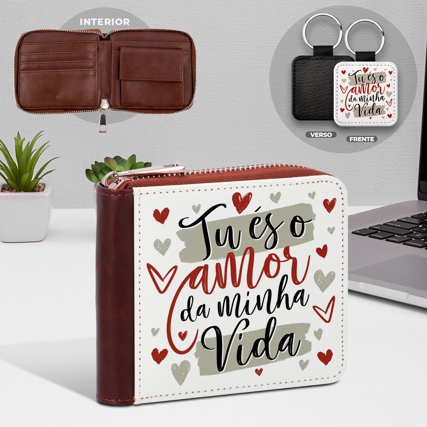 Carteira de homem e/ou Porta-chaves "Tu és o amor da minha vida"