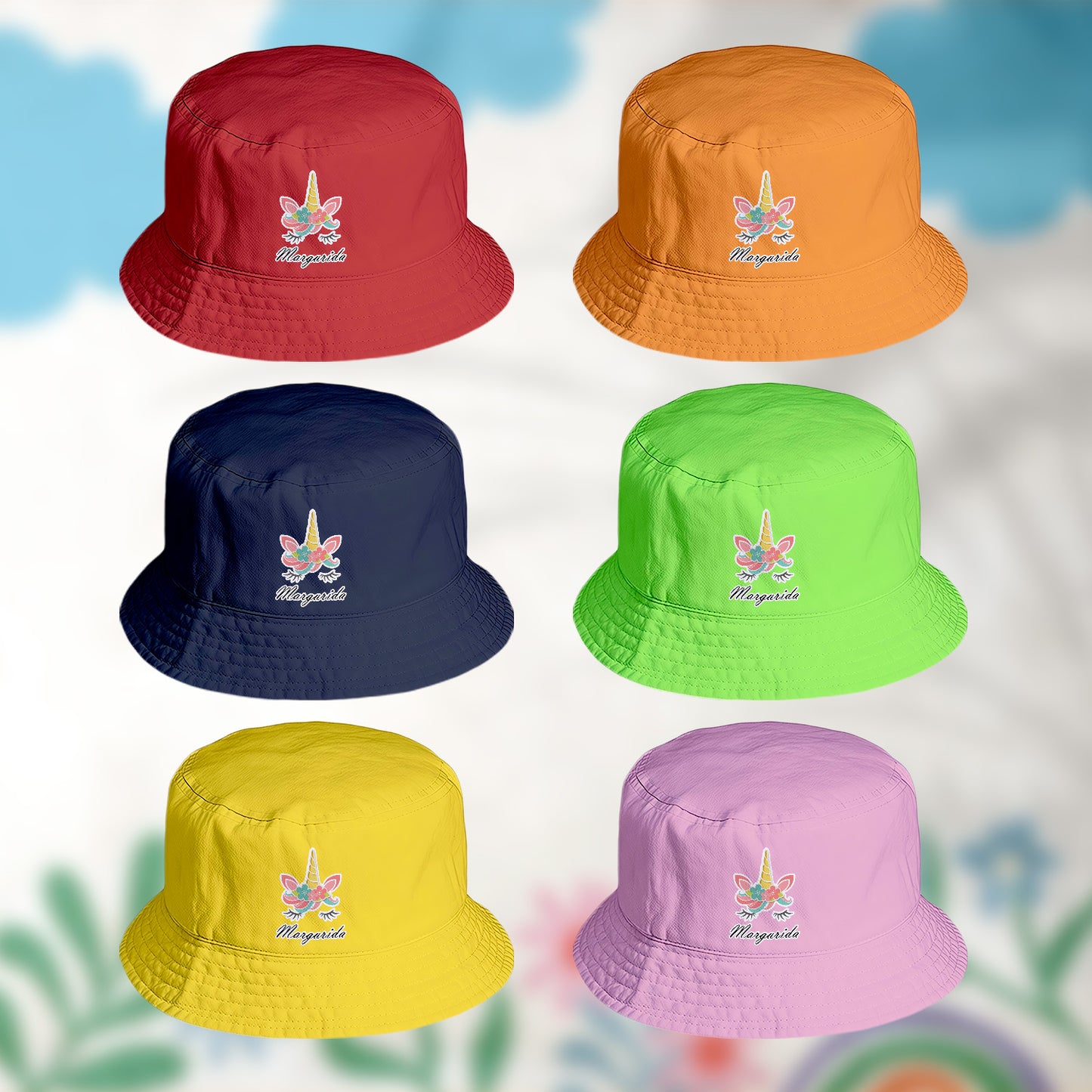 Bata Escolar e/ou Panamá "Unicórnio Floral"