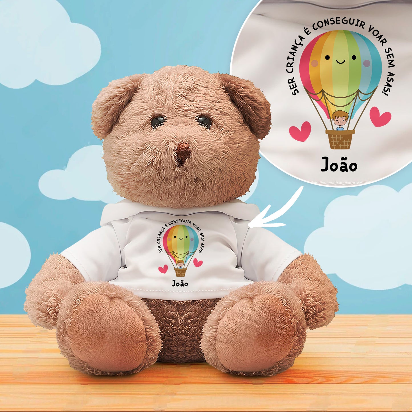 Peluche "Ser criança é conseguir voar sem asas"
