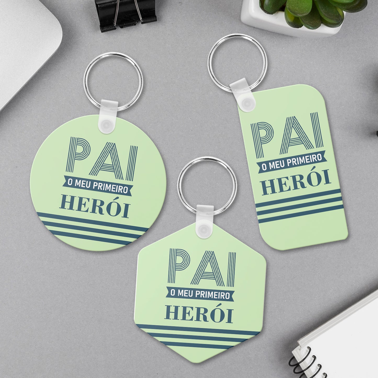 Porta-chaves MDF "Pai o meu primeiro herói"