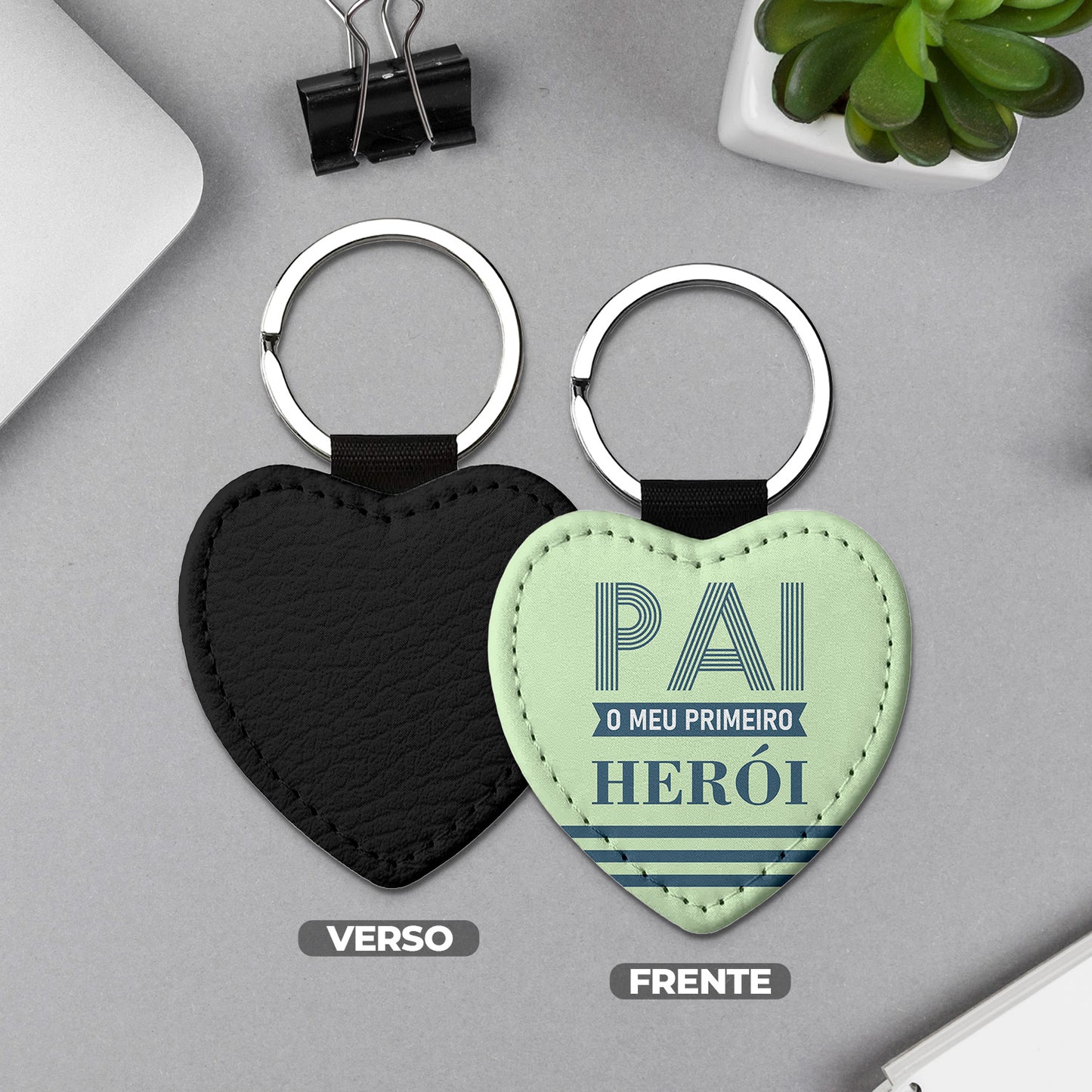 Porta-chaves coração "Pai o meu primeiro herói"