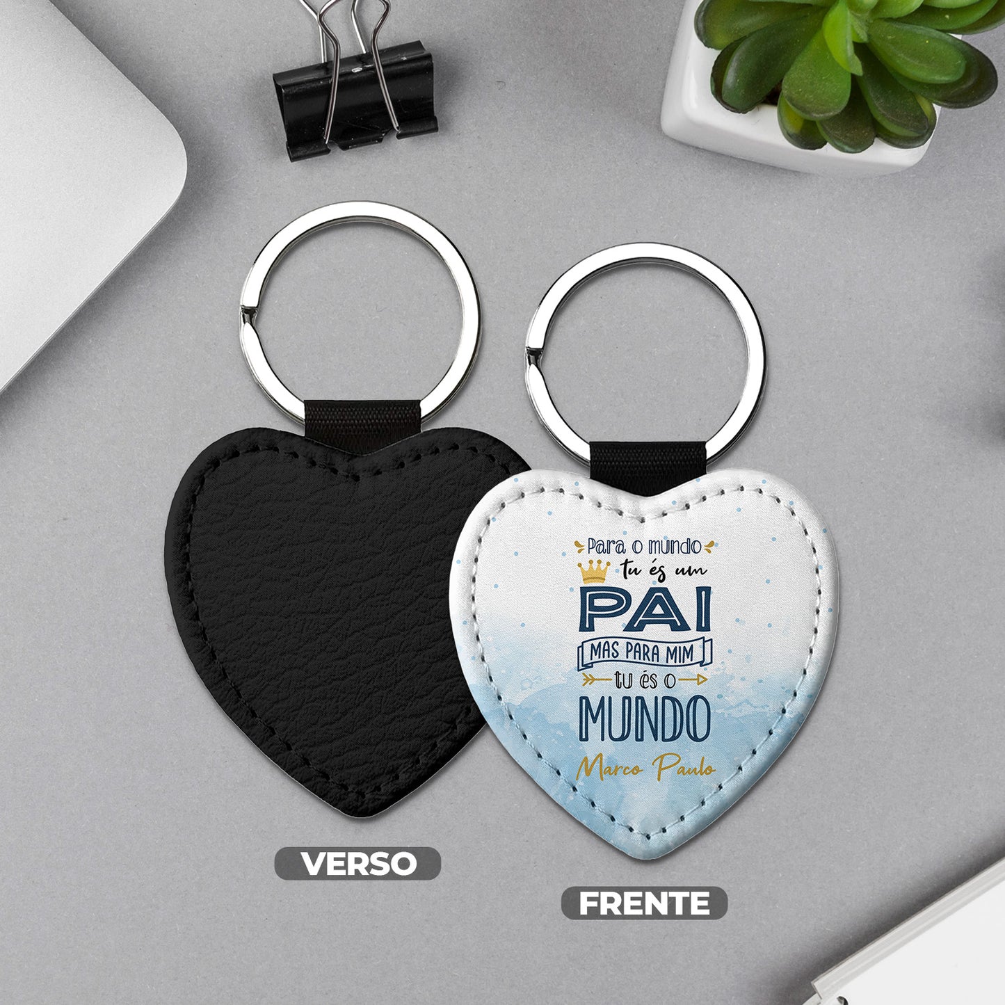 Porta-chaves coração "Tu és o mundo"