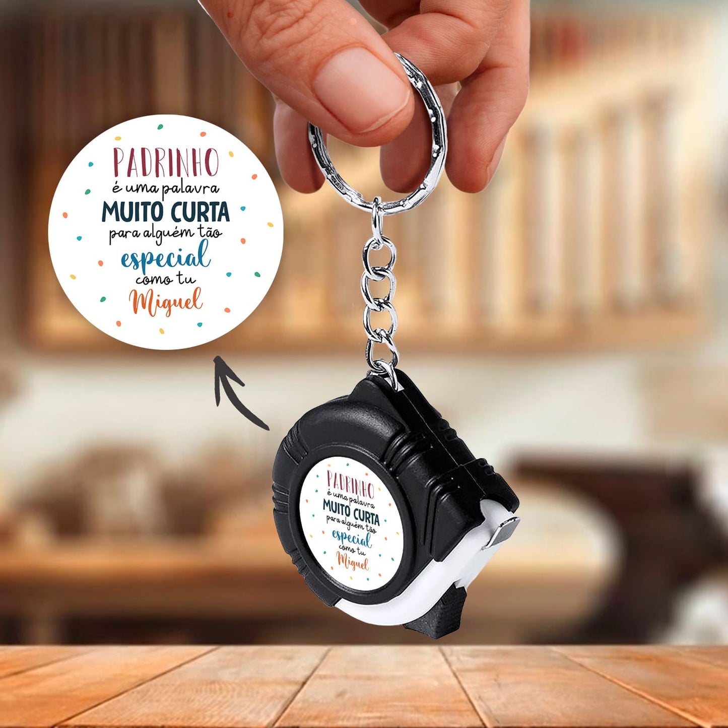Porta-chaves fita métrica "Para alguém tão especial"