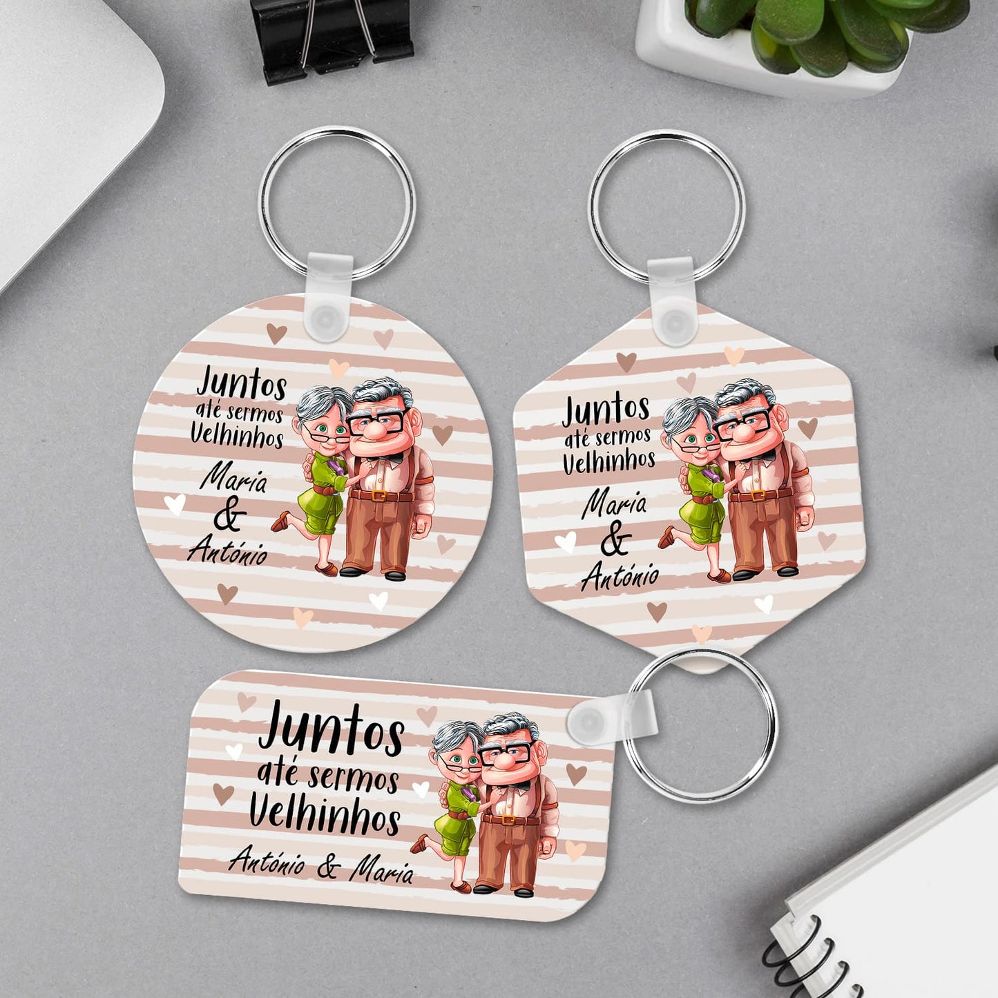 Porta-chaves MDF "Juntos até sermos velhinhos"