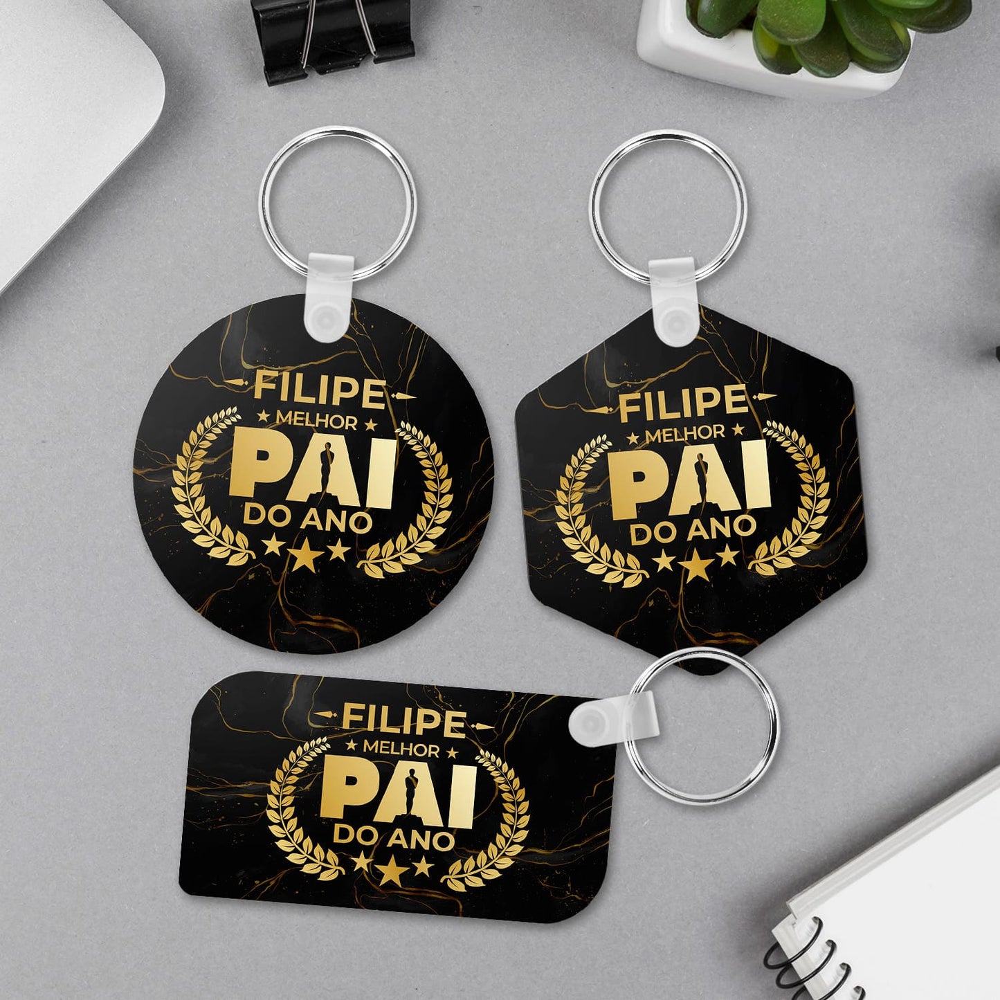 Porta-chaves MDF "Óscar: melhor pai do ano"