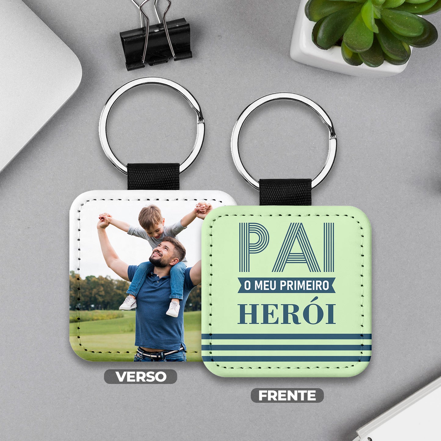 Porta-chaves "Pai o meu primeiro herói"
