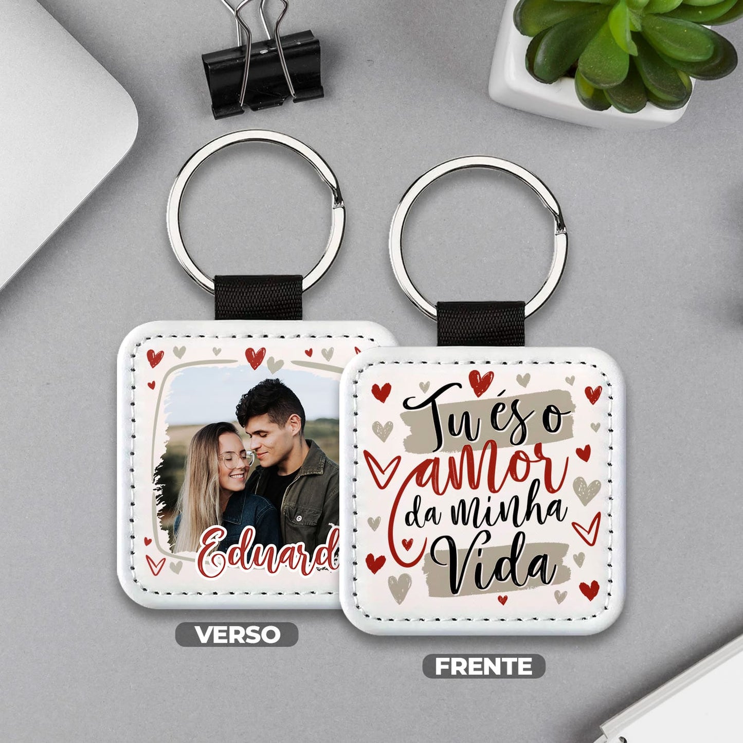 Porta-chaves quadrado "Tu és o amor da minha vida"