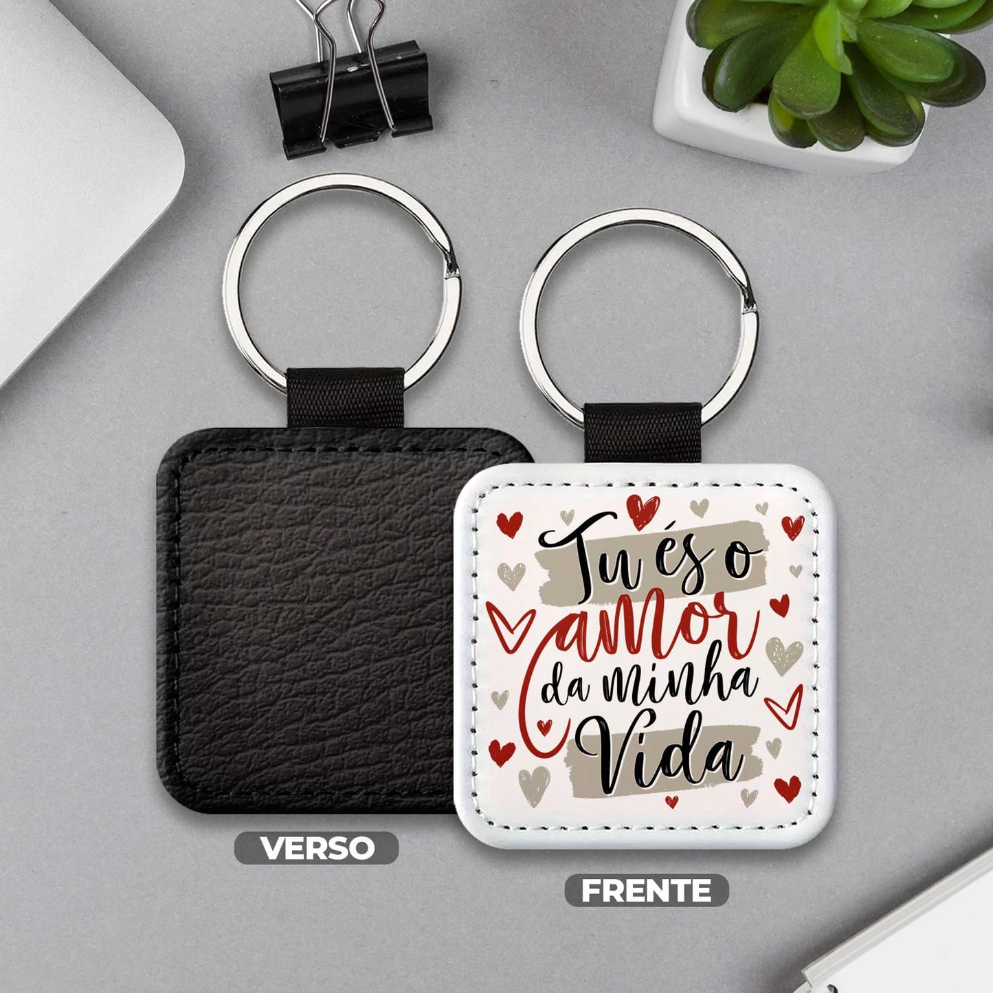 Porta-chaves quadrado "Tu és o amor da minha vida"