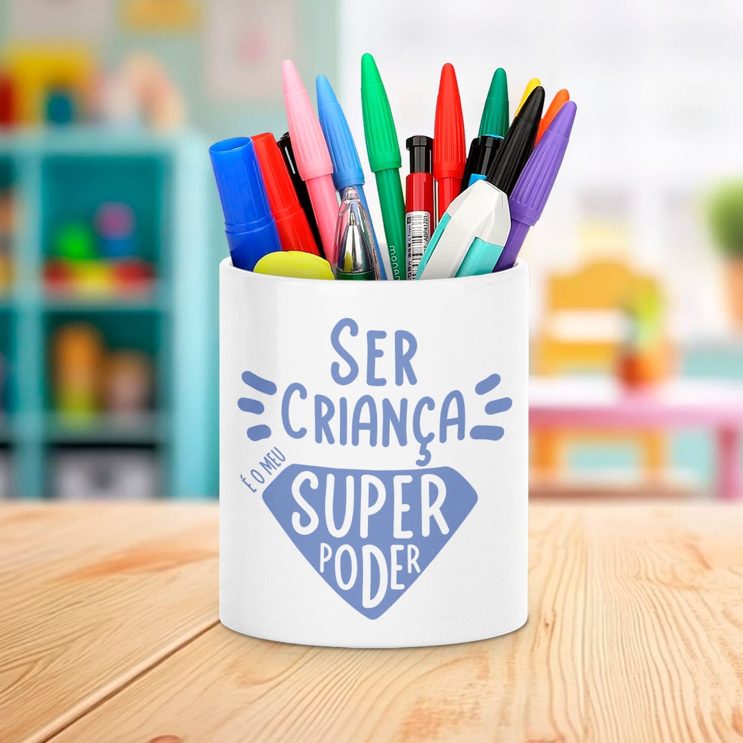 Porta-lápis "Ser criança é o meu super poder"