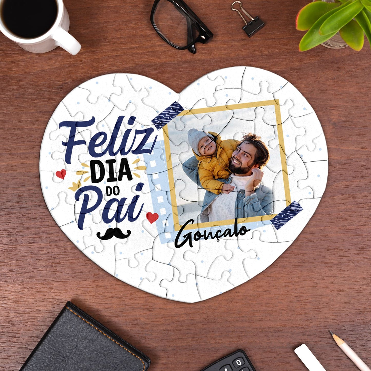 Puzzle coração "Feliz Dia do Pai"