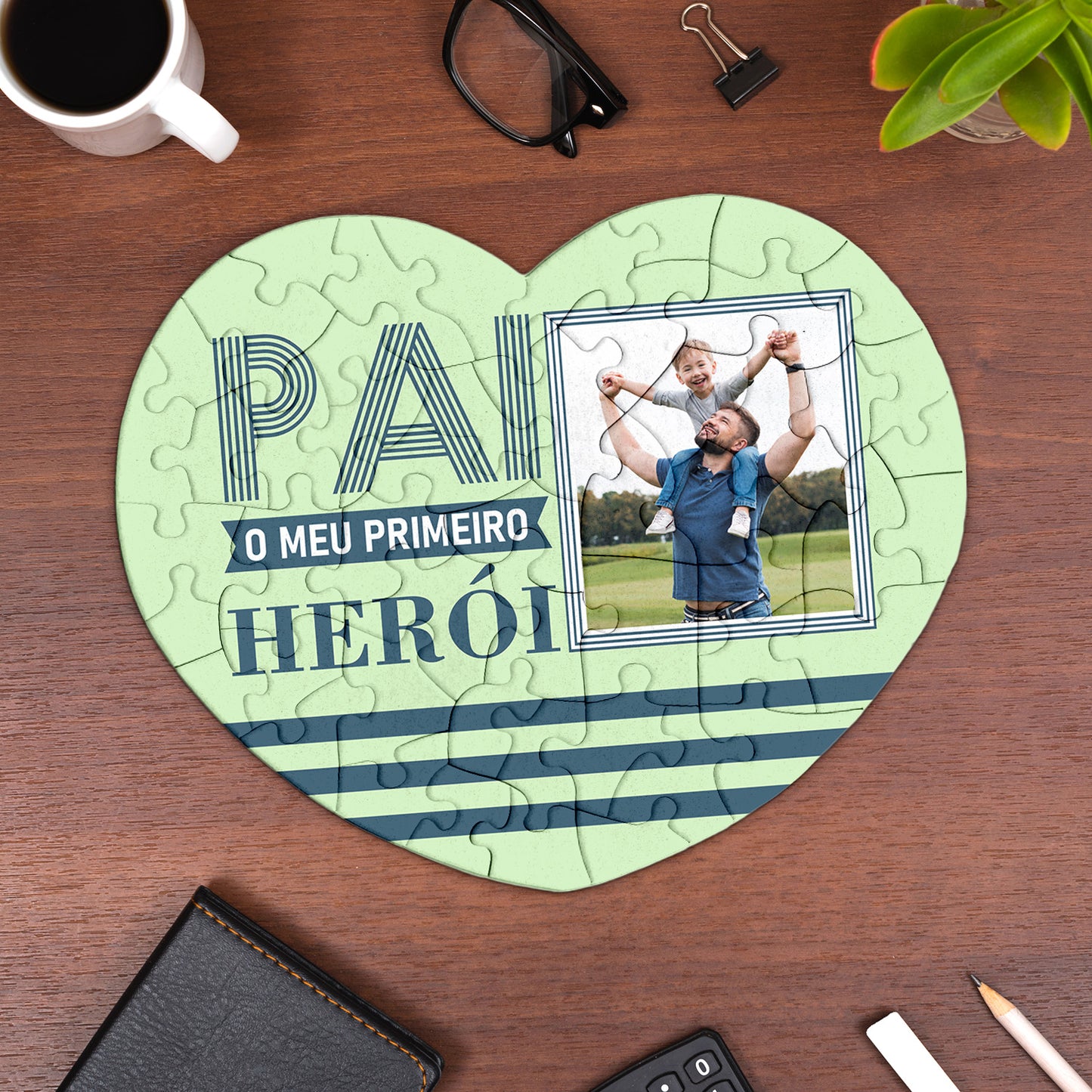 Puzzle coração "Pai o meu primeiro herói"
