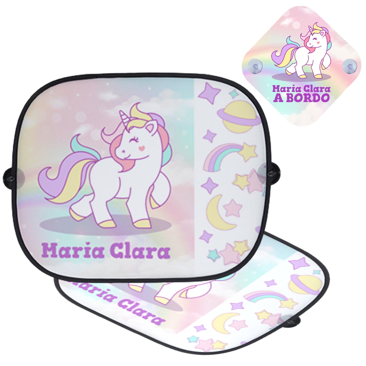 Tapa-sol e/ou placa para carro "Unicórnio Arco-íris"