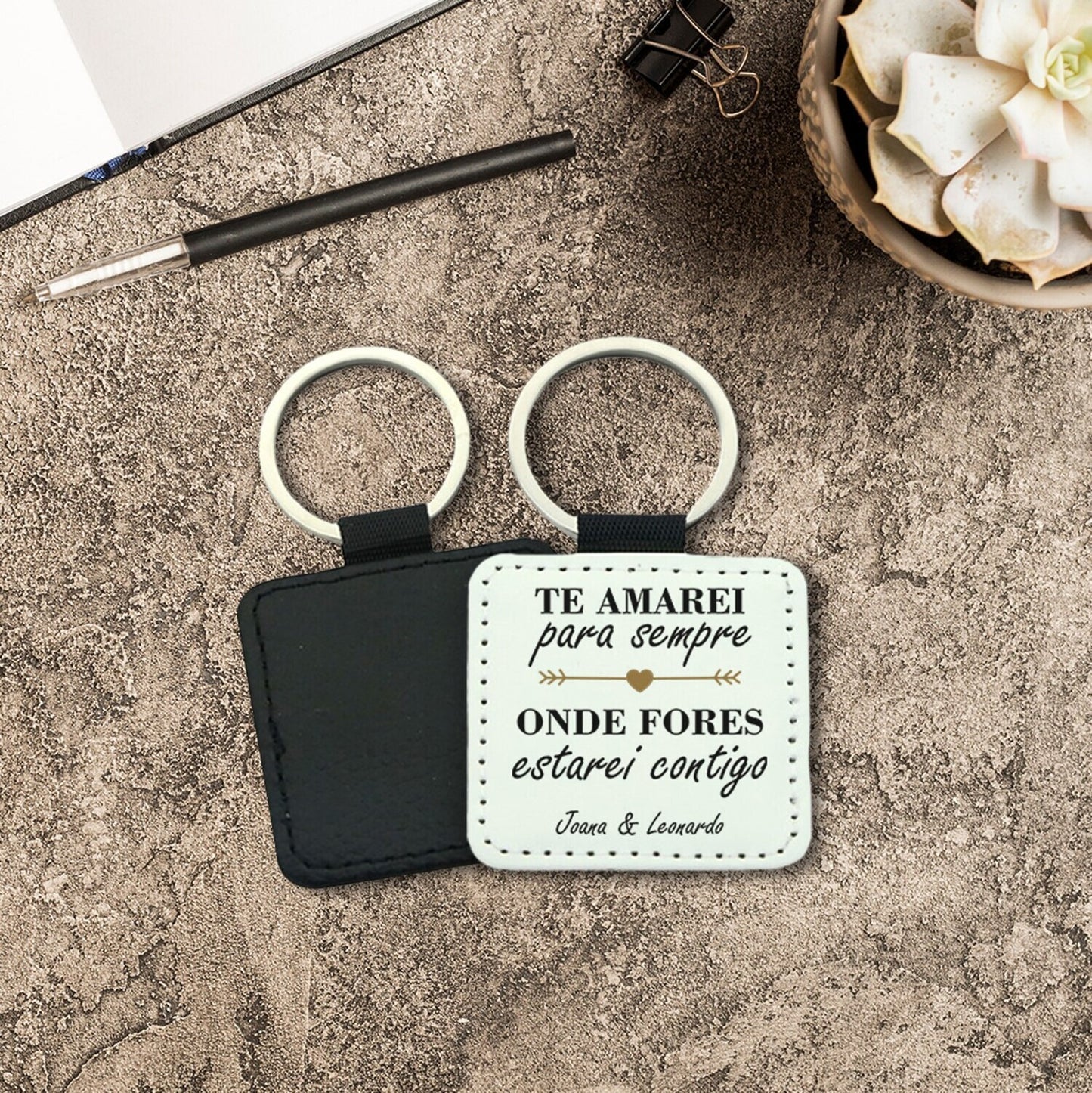 Porta-chaves quadrado "Onde fores estarei contigo"