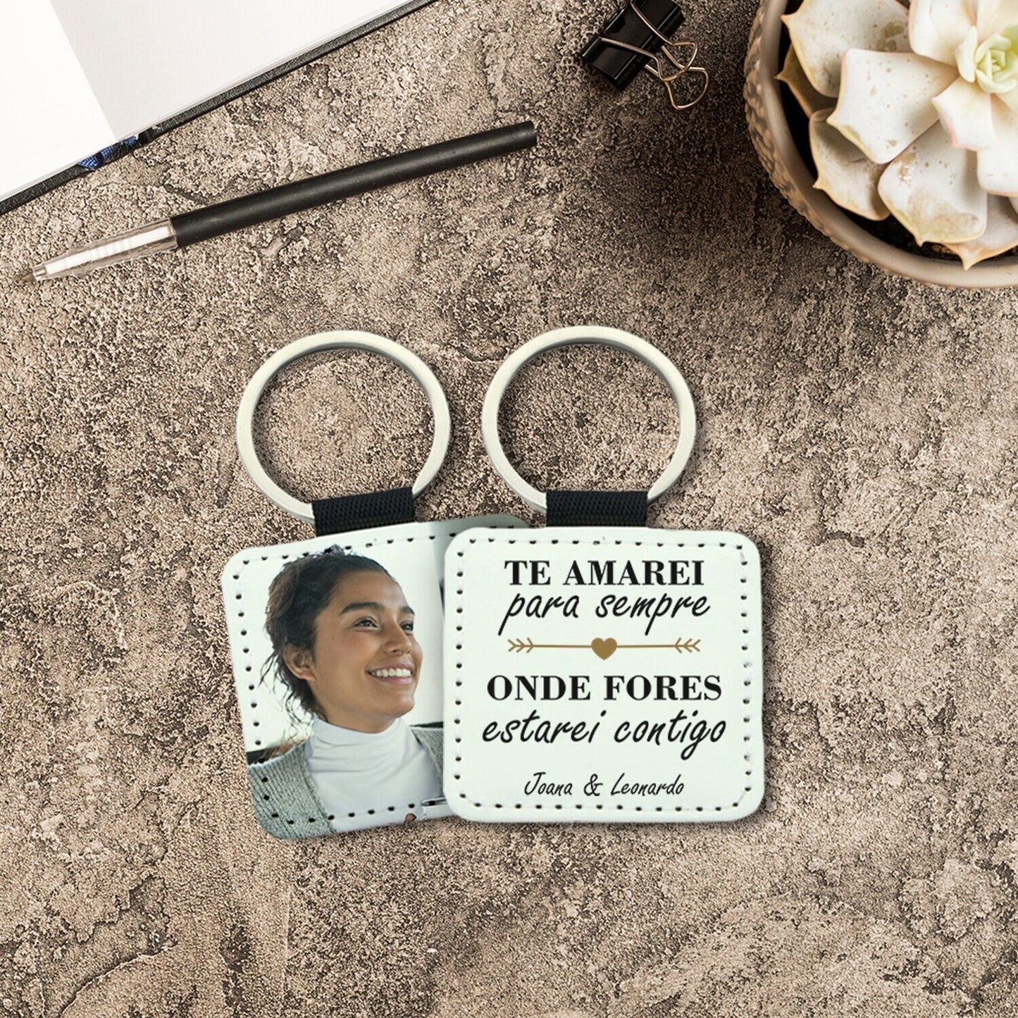 Porta-chaves quadrado "Onde fores estarei contigo"