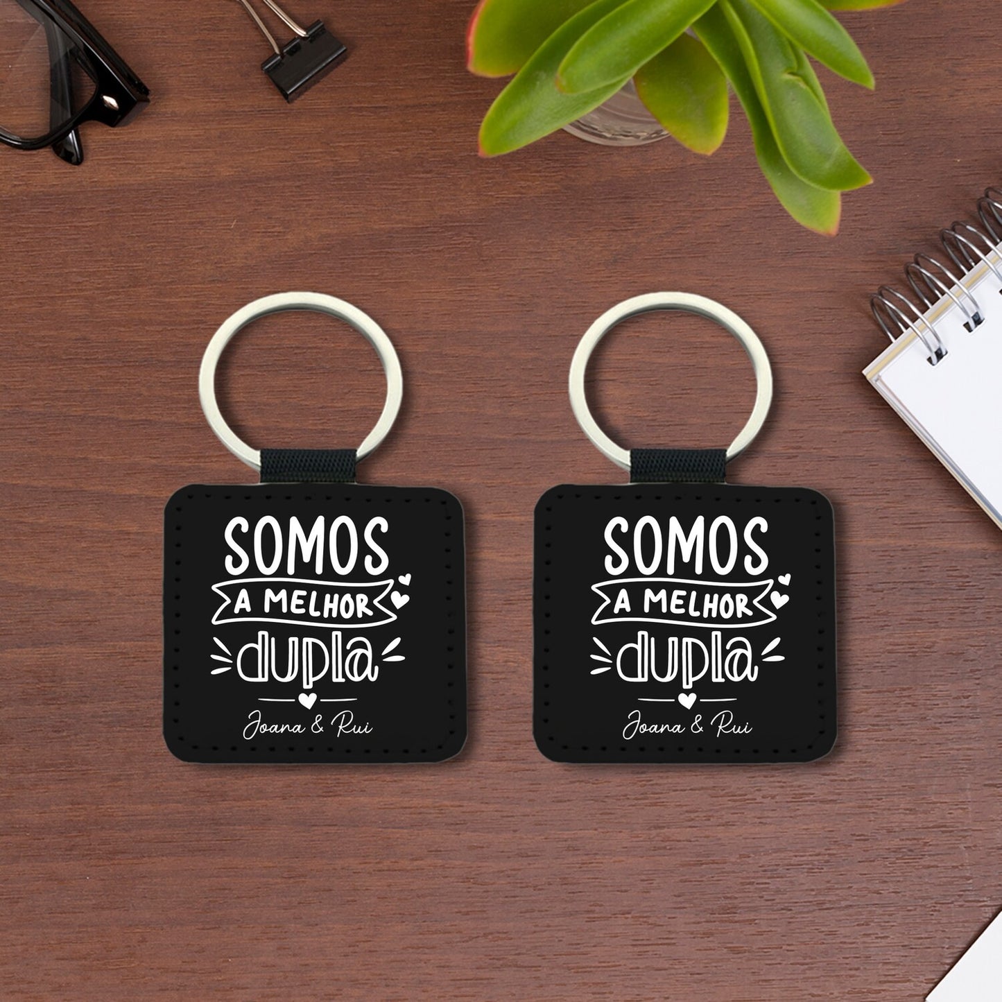 Porta-chaves quadrado "Somos a Melhor Dupla"