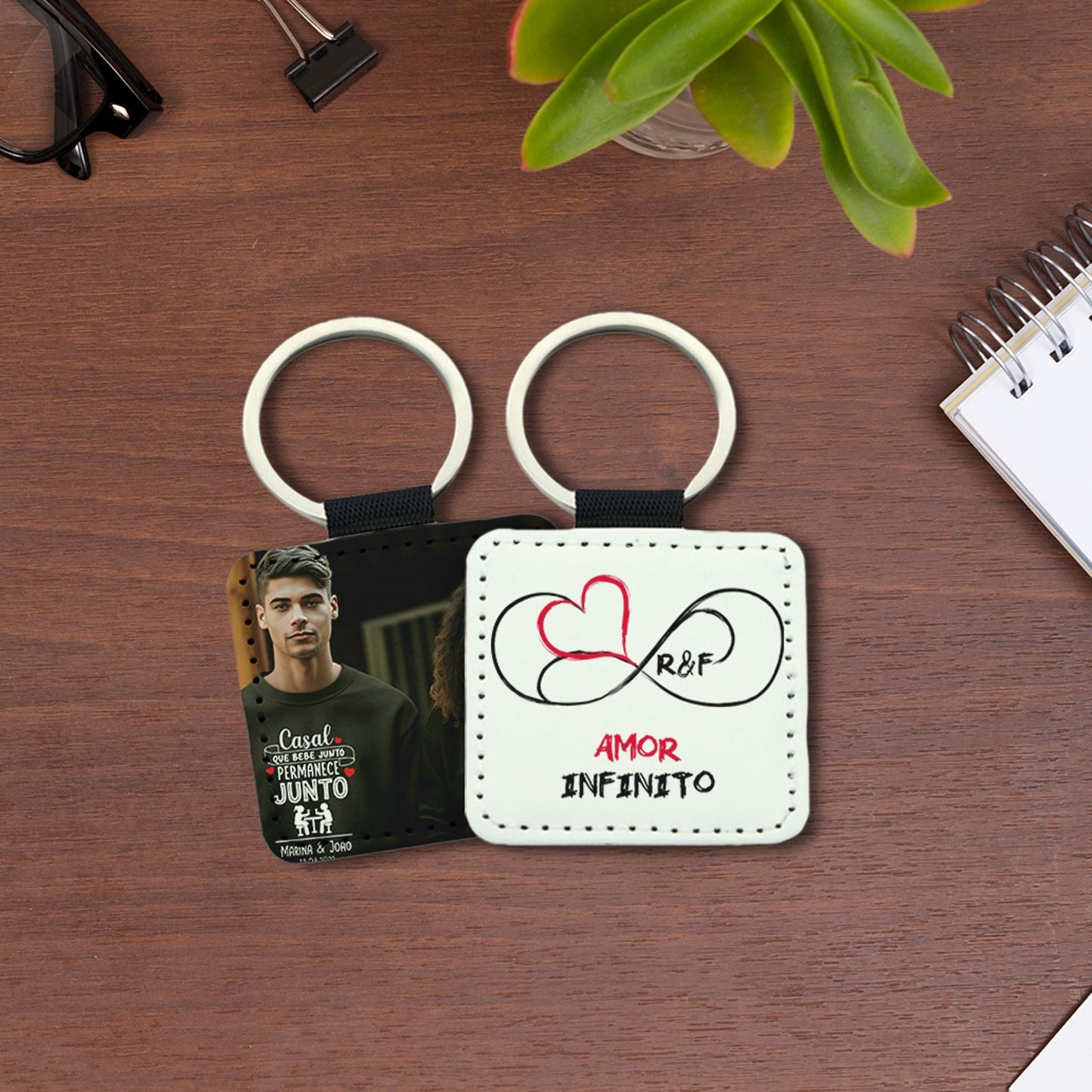 Porta-chaves quadrado "Amor Infinito"