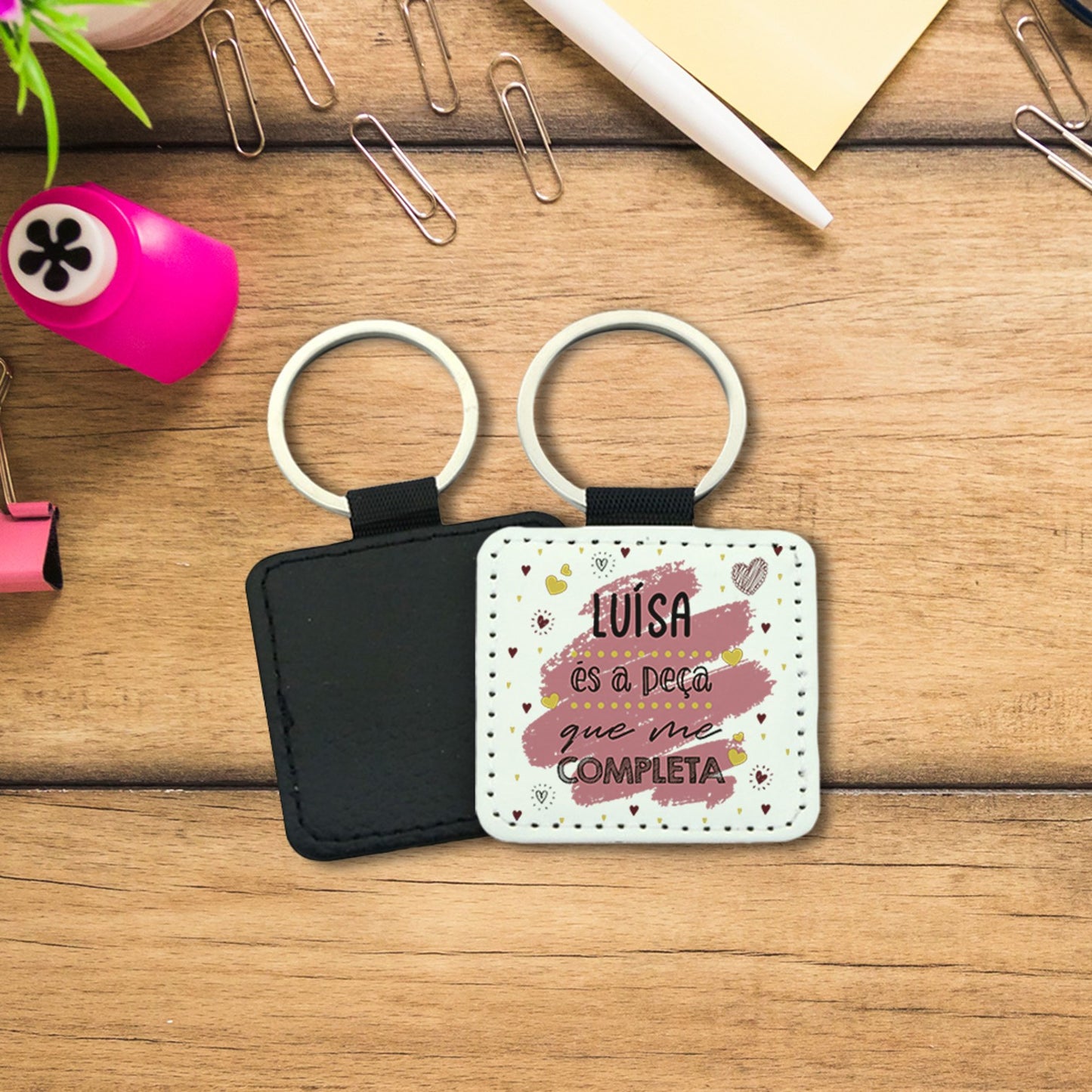 Porta-chaves quadrado "És a peça que me completa"