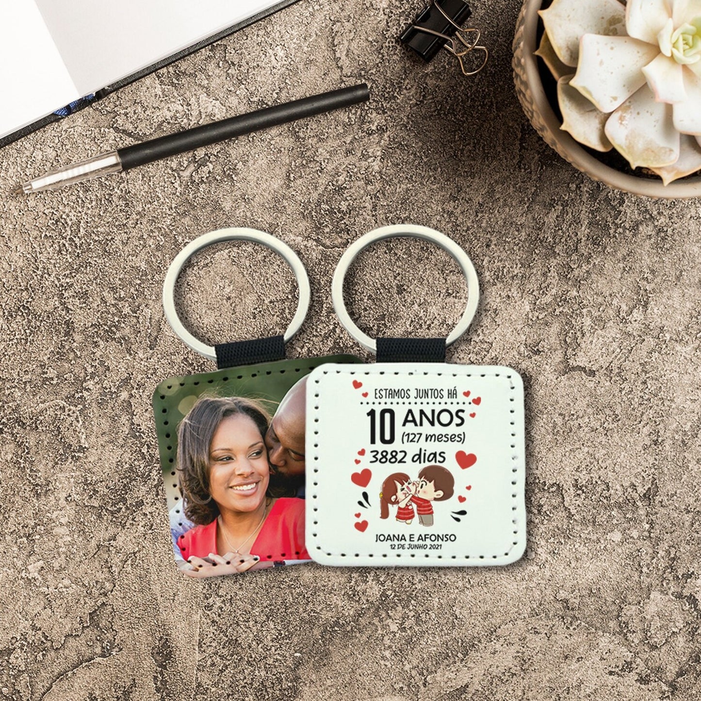 Porta-chaves quadrado "Estamos Juntos"