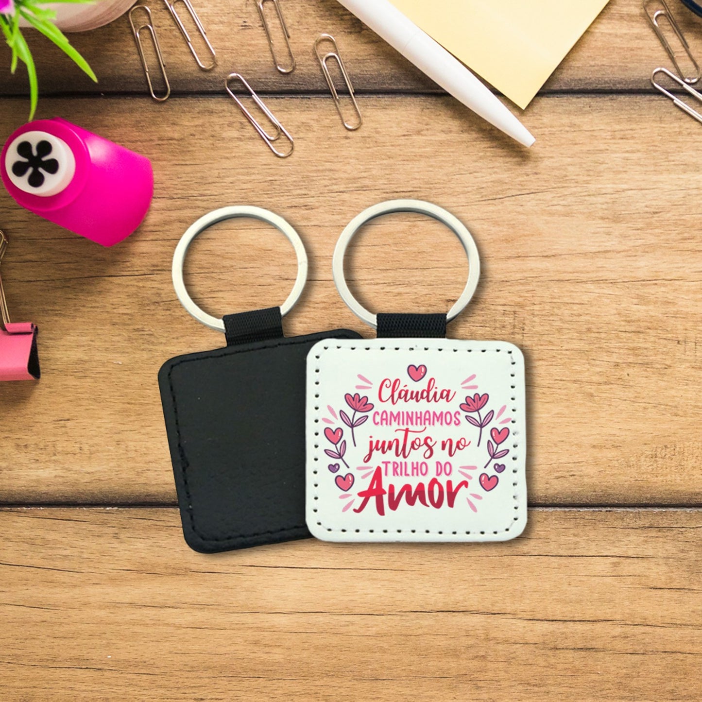 Porta-chaves quadrado "Trilho do Amor"
