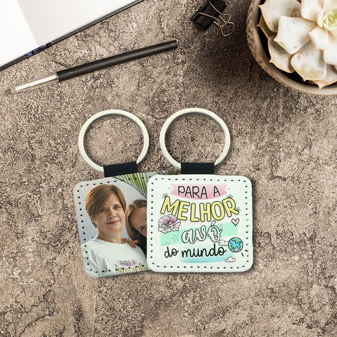 Porta-chaves quadrado "A rosa"