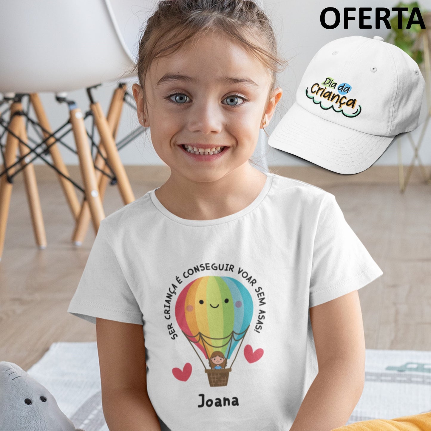 T-shirt 100% Poliéster + OFERTA boné "Ser criança é conseguir voar sem asas"