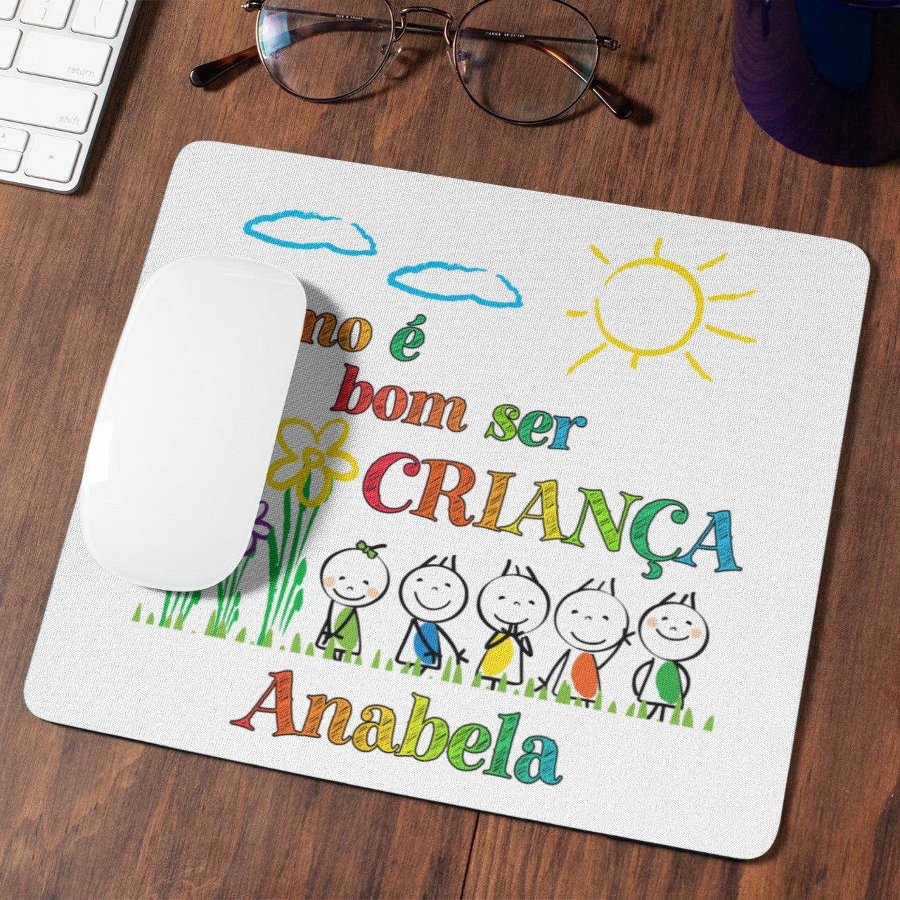 Tapete de rato e/ou Porta-lápis "Como é bom ser criança"