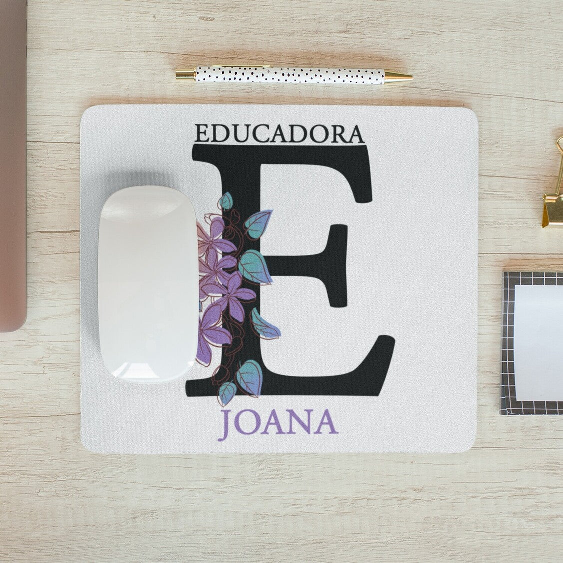 Tapete de rato "Inicial do nome - Educação"