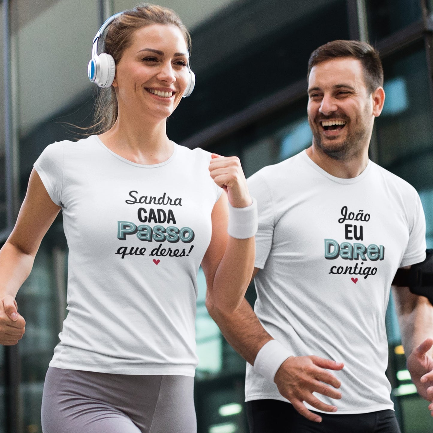 Conjunto 2 t-shirts "Cada passo que deres eu darei contigo"