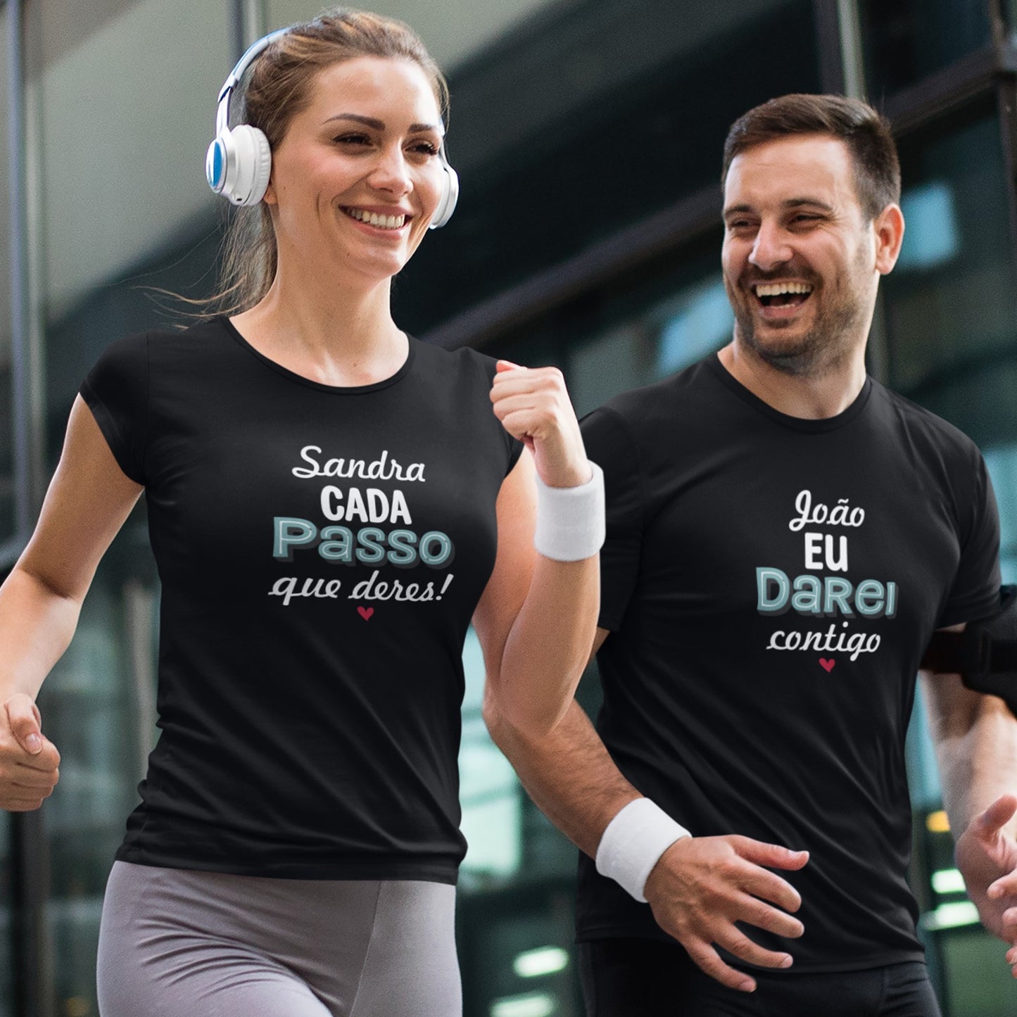 Conjunto 2 t-shirts "Cada passo que deres eu darei contigo"