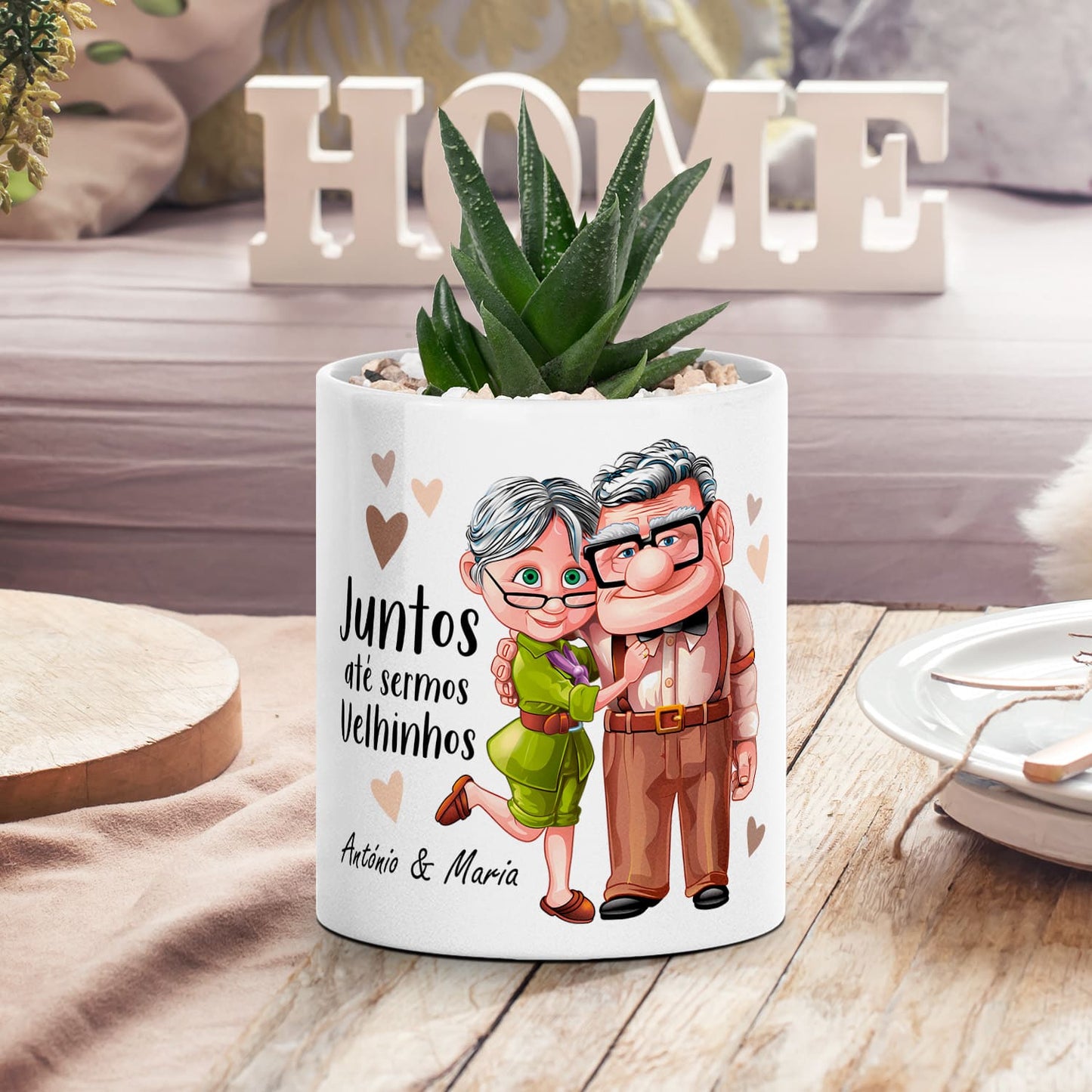 Vaso "Juntos até sermos velhinhos"