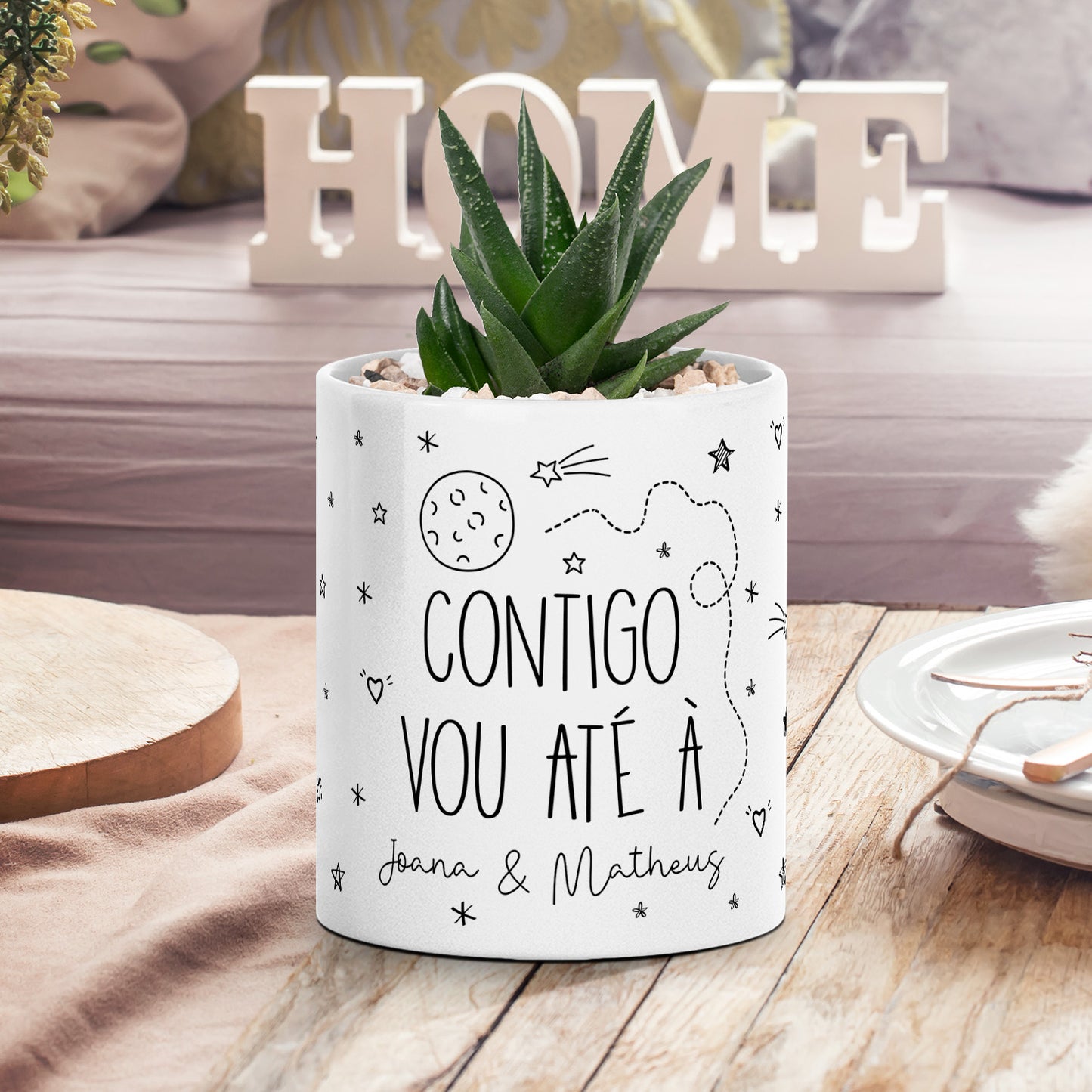Vaso "Contigo vou até à lua"