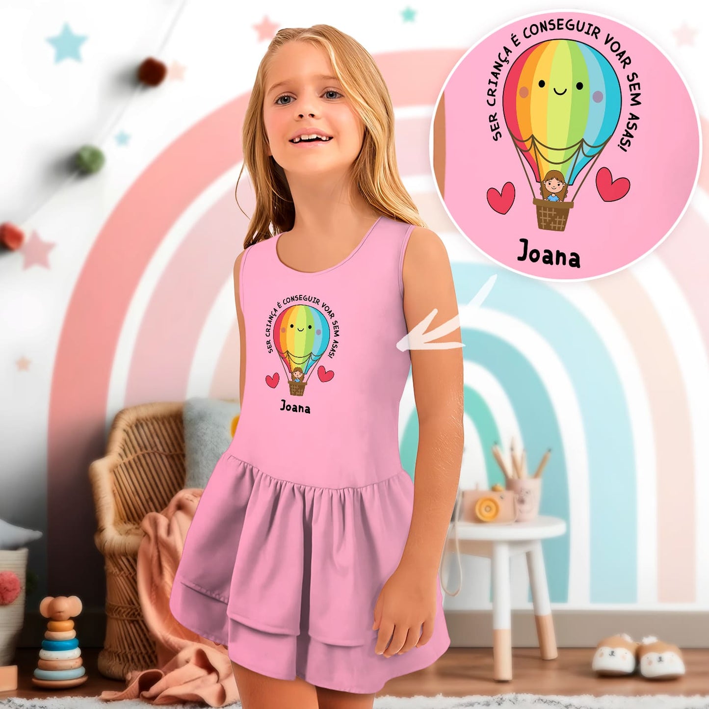 Vestido e/ou Garrafa "Ser criança é conseguir voar sem asas"