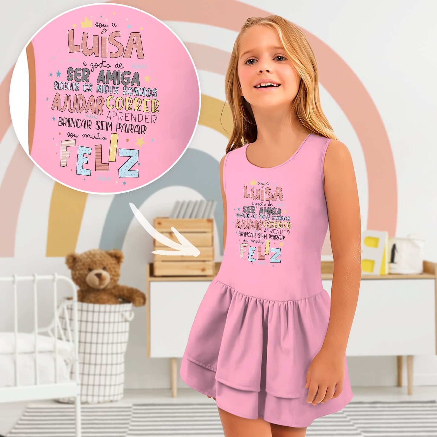 Vestido e/ou Garrafa "Sou muito feliz"