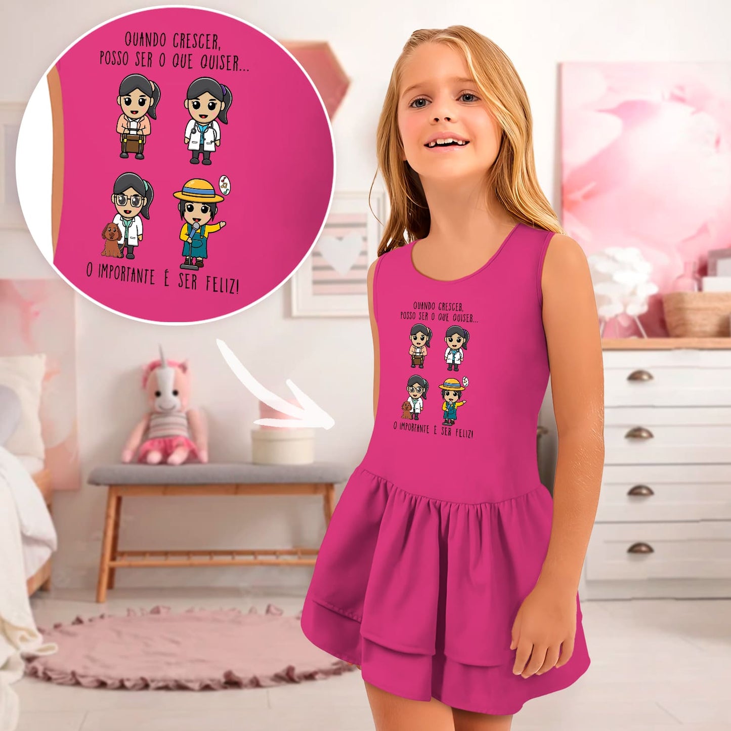 Vestido e/ou Garrafa "Quando crescer posso ser o que quiser"