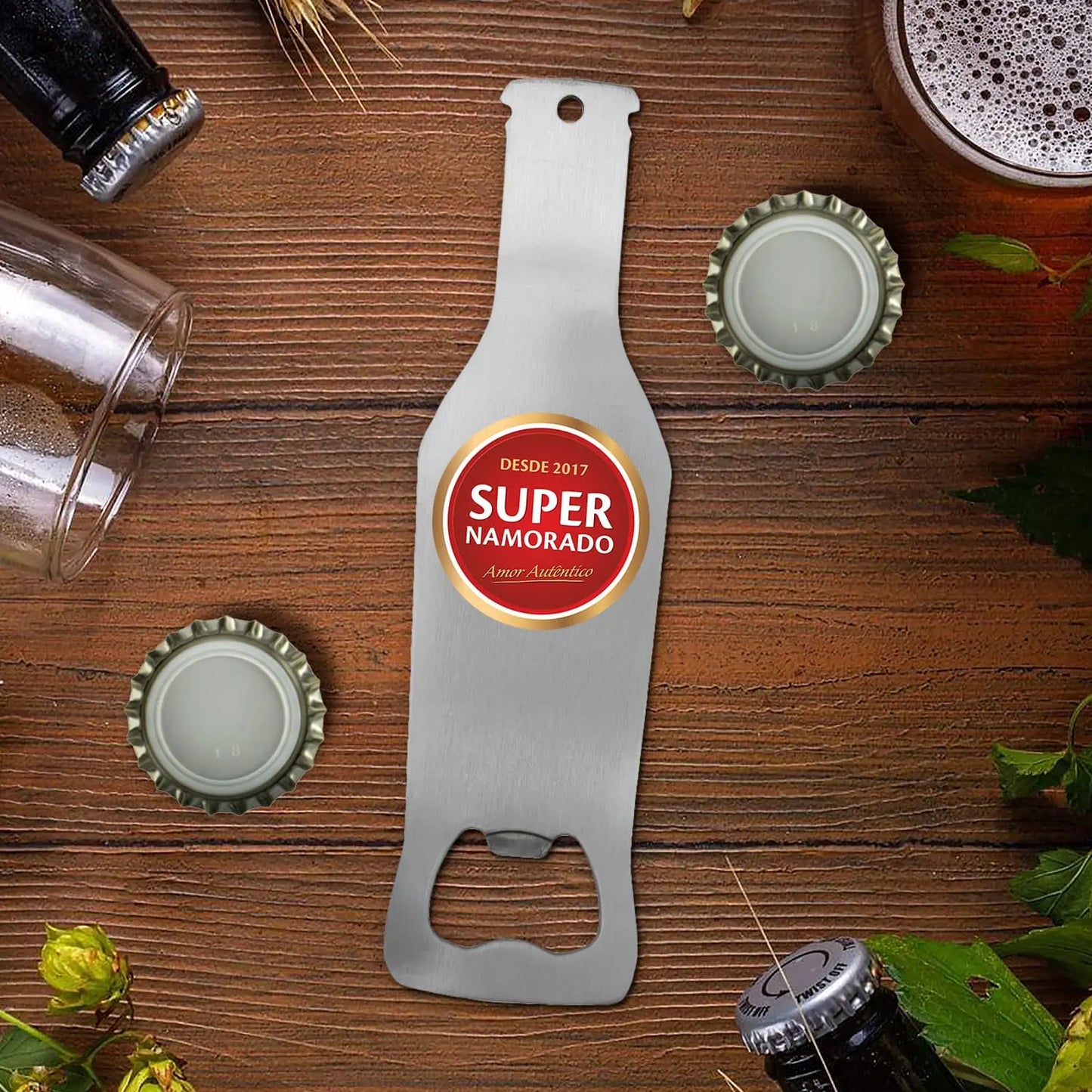 Caneca para Cerveja e/ou Abre-garrafas "Super Namorado"
