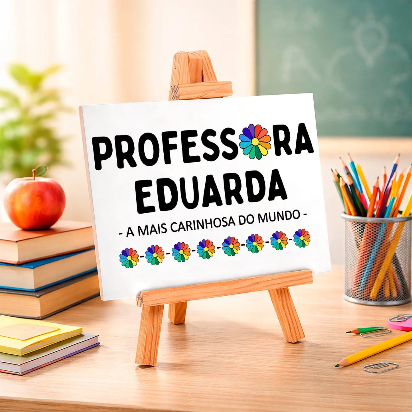 azulejo professora personalizado com nome e frase