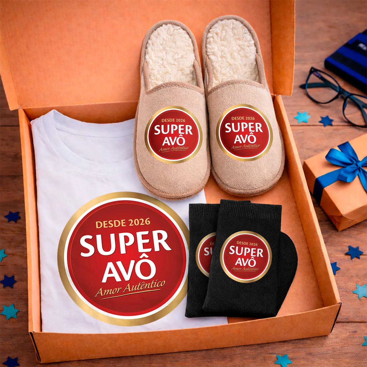 Box T-shirt + Chinelos + Meias "Super"
