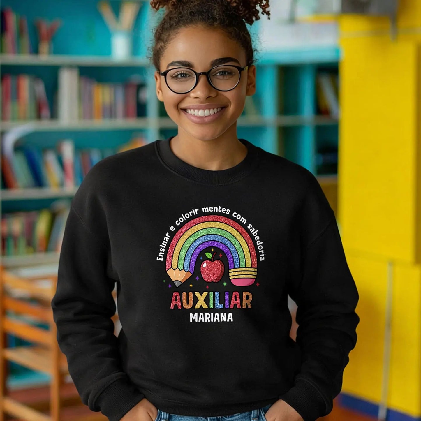 camisola auxiliar personalizada com nome e frase