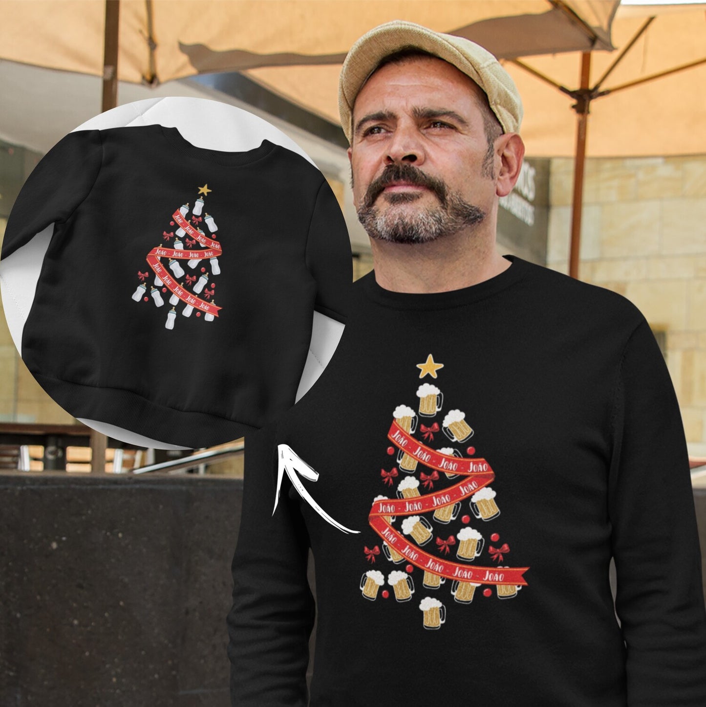 Camisola de Natal "Árvore de cerveja - Árvore de biberões"