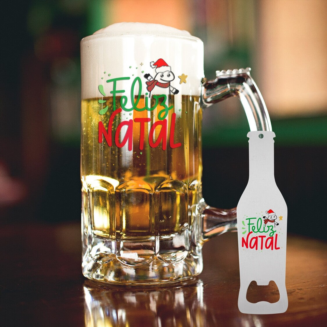 Caneca para Cerveja e/ou Abre-garrafas "Flork de Natal"