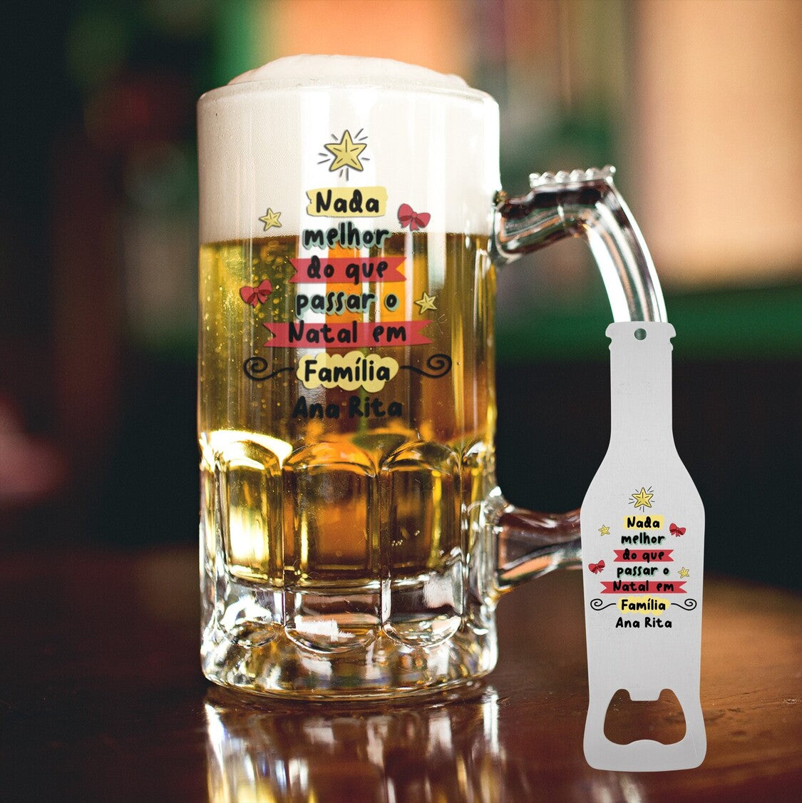 Caneca para Cerveja e/ou Abre-garrafas "Árvore Família"