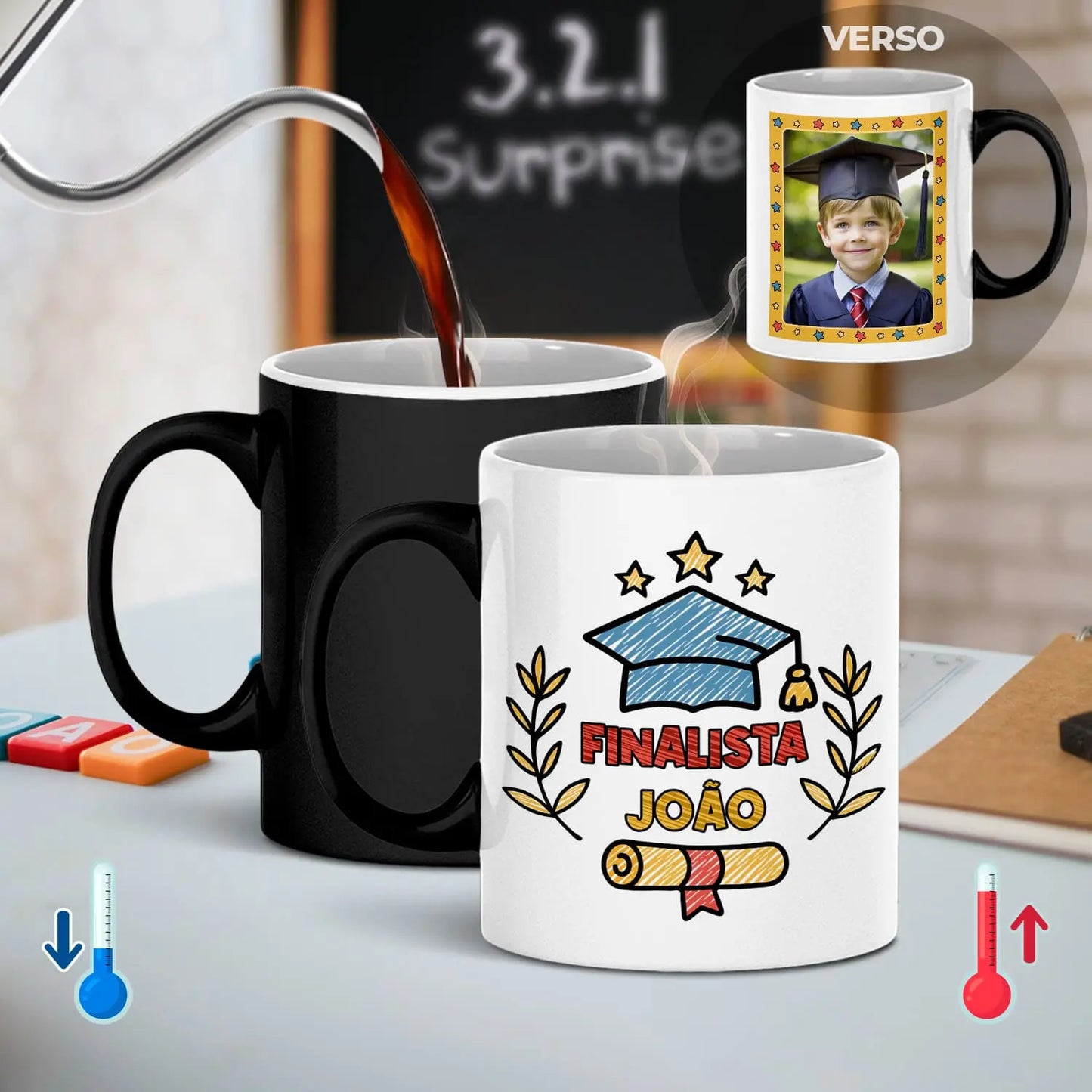 caneca mágica finalista personalizada com fotografia e nome